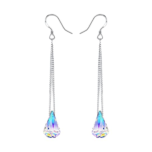 Collier en cristal haut de gamme et grandes boucles d'oreilles pendantes transparentes