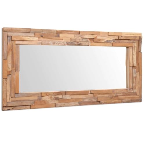 vidaXL Teca Espejo Decorativo 120x60 cm Rectangular Madera Decoración Adorno