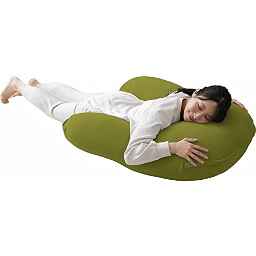 アイリスプラザ U字型 ビーズクッション 全10カラー 日本製 U字サポートMAX フォレストグリーン 幅約70×高さ約95