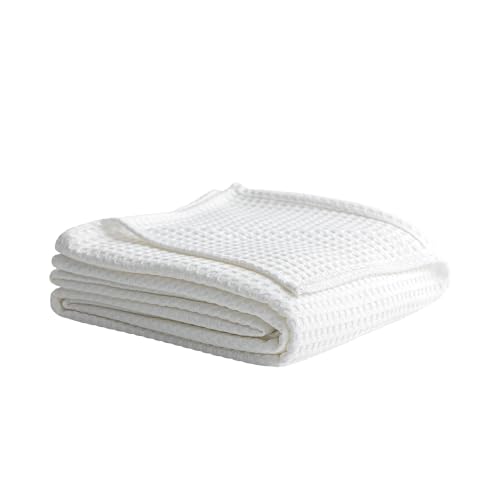Amazon Basics Waffle 100% Viscose from Bamboo Blanket, Throw, White - image 1