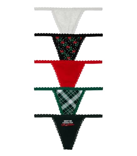 Victoria's Secret Women's Cotton V-String Thong Underwear, Panties for Women, Multi Pack (XS-XXL)