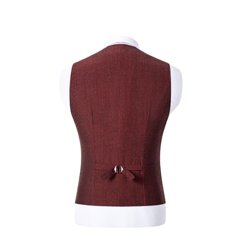 Image of SOLOVEDRESS Mens Vintage Tweed Suit Vest V Neck Casual Wool Waistcoat for Wedding Groomsmen