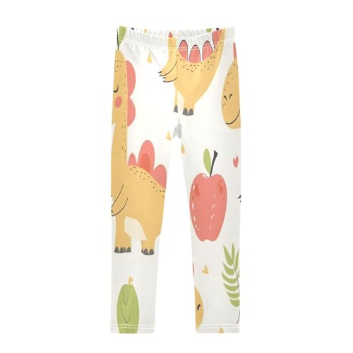 Toddler Girls Leggings Printed Yoga Pants Leggings Cute Dinosaur with Apples for Kids