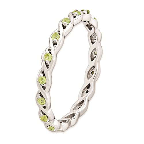 2.5Mm 925 Sterling Silver Polished Prong Set Stackable Expressions Peridot Ring Size 8 Jewelry Gifts For Women #TOP3