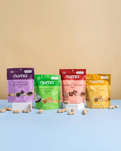 Image of Assorted Mini Peanut Butter Bars, loose lb bulk, vegan high protein low sugar, 4 flavor variety, all natural, gluten free, plant based, individually wrapped