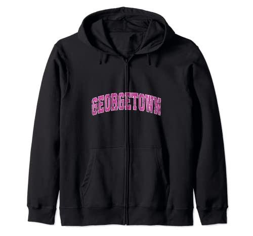 Georgetown Texas TX - Diseño deportivo, diseño vintage, color rosa Sudadera con Capucha