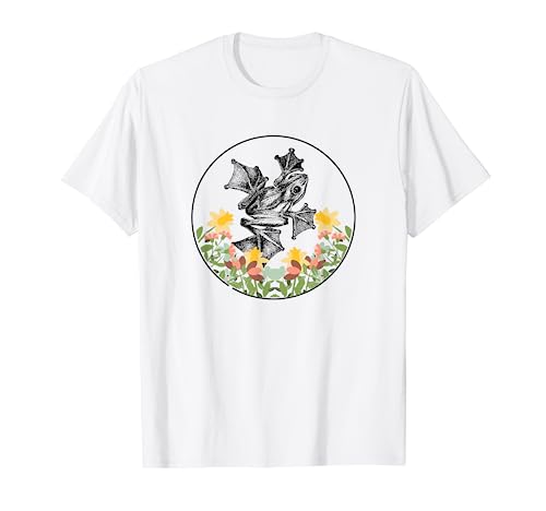 Rana - Zoo Animal Flores Floral 70s Vintage Retro Sapo Camiseta