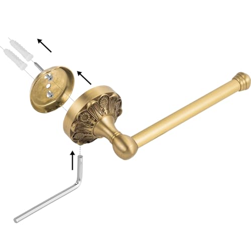 Lucyound Antique Brass Toilet Paper Holder, Bathroom Tissue Roll Holder Wall Mount, Vintage Gold Decorative Bathroom Accessories, Brass Petal-Relief Series by Lucyound - Image 7