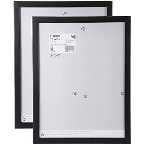 IKEA Fishbo Bilderrahmen, 30 x 40 cm, Schwarz, 2 Stück, Pappe, Faserplatte, Folie, Polystyrol-Kunststoff, Farbe, Schwarz , 30x40cm Cover