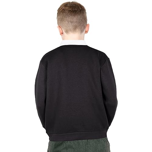 Sweatshirt enfant noir en toison douce pull uni coupe confortable
