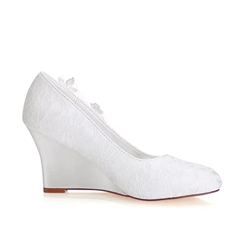 Emily Bridal Women's Silk Like Satin Wedge Heel Wedges Crystal3