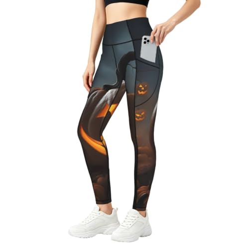 Leggings calabaza fantasma mujer mallas entrenamiento Halloween ejercicio diario