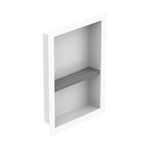 EZ-NICHES New Ready for Tile Recessed Bathroom Shower Shampoo Shelf Niche (1" Divider Insert for 14" Width)