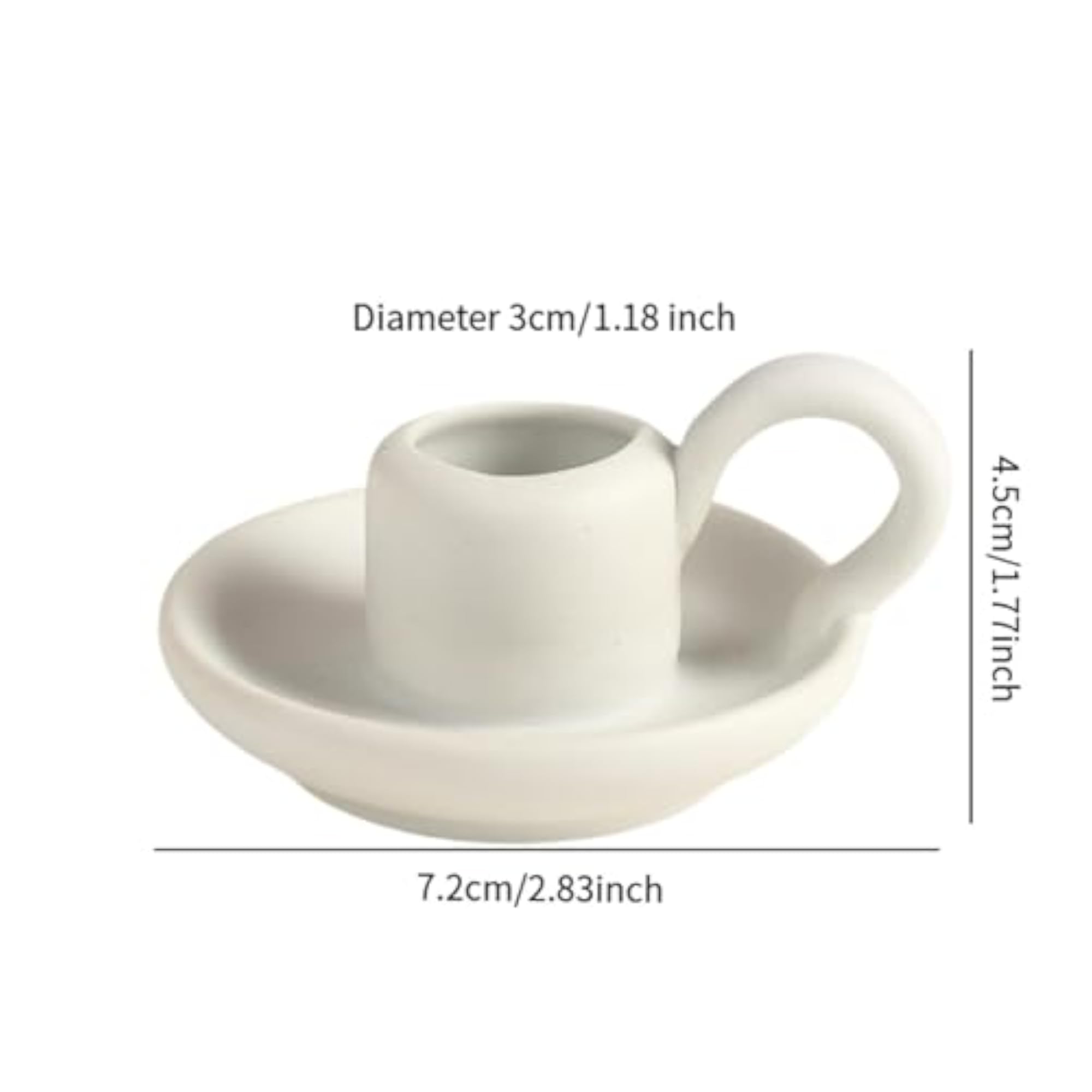 2Pcs Ceramic Candle Holders with Handle for Desktop