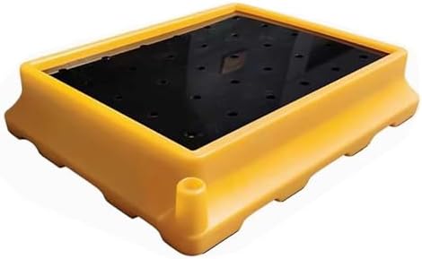 Leakproof Plastic Chemical Storage Pallet - Modular Stackable Design with Drain for Easy Leak Control, Perfect for Industrial Use and Hazardous Material Storage