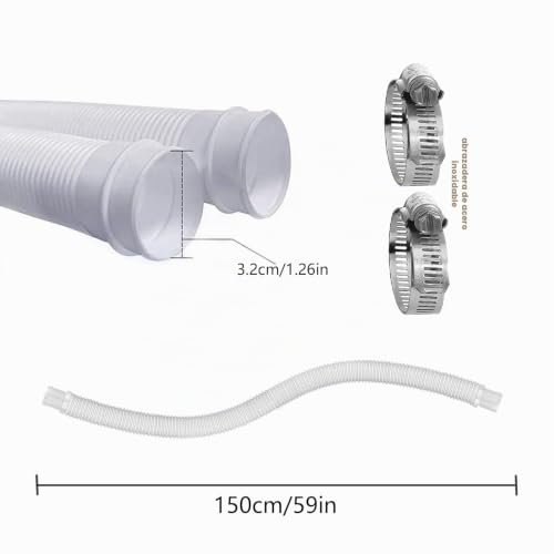 Miniatura 2 de Bustlwor Una Manguera De Piscina De 32mm, Manguera De Repuesto Para Piscinas Elevadas, Manguera De Piscina Flexible Con Dos Abrazaderas De Metal, Adecuada Para Piscinas, Spas, Acuarios