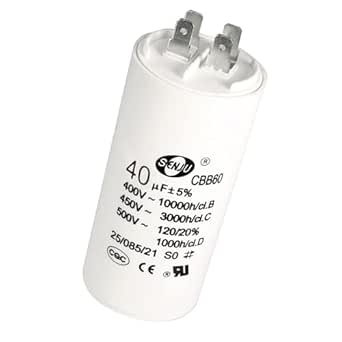 Condensateur Moteur CBB60 40µF 450V AC Uxcell - Pour Pompes, Ventilateurs, 94x45 Mm