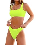 High Waisted Bikini for Women Tummy Control Bottoms Push Up Crop Top Swimsuit 2 Piece High Cut Teens Girls Bathing Suits