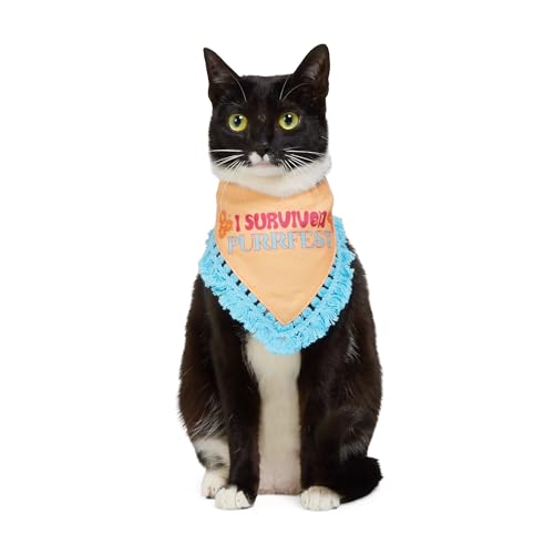 Youly Purrfest Cat Bandana, X-Small, Orange