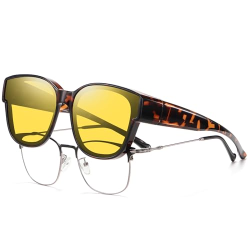 Image of GEGURI Polarized Sunglasses Fit Over Glasses for Men Women, Oversized Square Sun Glasses UV400 Protection Shades