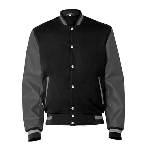 Image of Baseball Wool Letterman Varsity Faux Leather Sleeve For Men | Wool Varsity Bomber Jacket