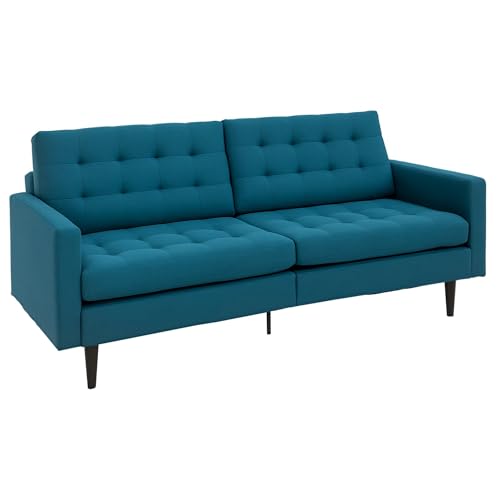 HOMCOM Canapé Convertible 3 Places Design Contemporain Dossier inclinable indépendamment 3 Positions Lin Bleu Canard