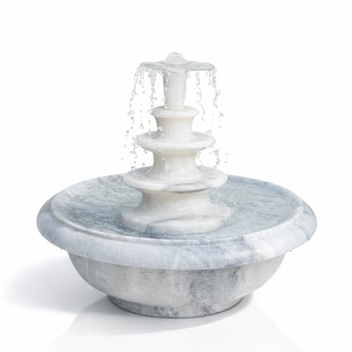Image of RM White Marble Indoor Water Fountain 15 Inch - Luxury Tabletop Vastu Fountain with Pump for Home Office Meditation Decor | Decorative Water Feature for Living Room Calm Ambience