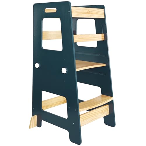 Wood City BAP20157 Kitchen Step Stool - Safe Montessori Standing Tower For Kids With Safety Rail, Height Adjustable Toddler Ideal Helper cover
