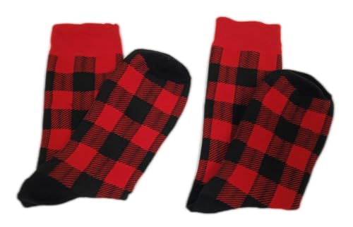 2 Pairs Men Women Cotton Buffalo-Checked Plaid Pattern Socks Girls Christmas Casual Socks4