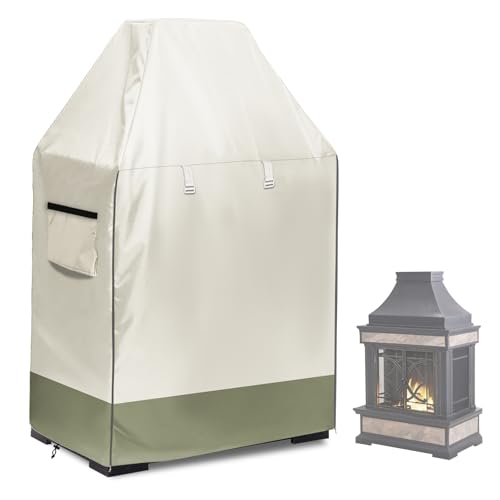 Exokugo Outdoor Fireplace Cover,Heavy Duty 600D Oxford Waterproof Steel Chimney Fireplace Cover for Patio Wood Burning Chimineas Fireplace,36