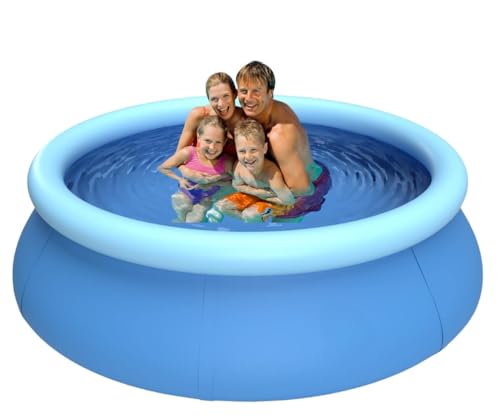 Trendi 810 ft Prompt Set Round Inflatable Family Swimming Paddling Pool Garden Outdoor Above Ground Round Air Top Ring Pools for Kids or Adults Backyard Lawn (8ft x 25in / 2.4m x 63cm)
