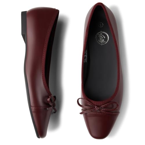 Image of Trary Slingback Flats for Women, Black Dressy Comfortable Round Square Toe Shoes, Work Office Casual Ankle Strap Dress Flats