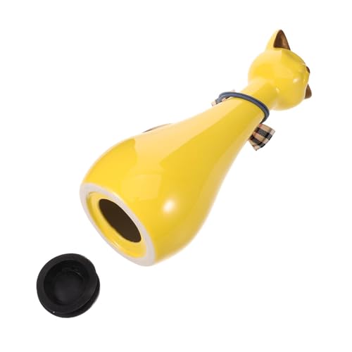 jojofuny Urne Souvenir Cendres D’Un Animal de Compagnie en Céramique Jaune, Urne Funéraire Petite Taille de Chat, Boîte à Cendres Commémorative pour Chat et Chien, Décorative pour