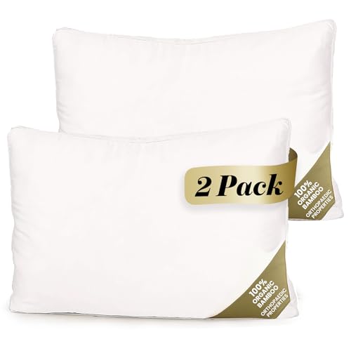 LuxBedCo Luxury Bamboo Pillow Pack of 2 - Luxury Soft Bed Pillow ...
