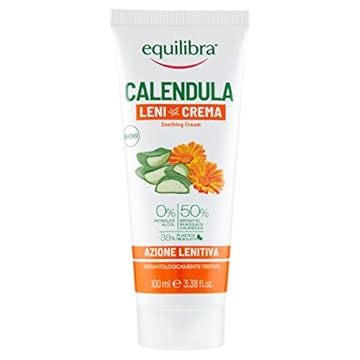 Equilibra Corpo, Calendula Leni-Crema, Crema Lenitiva, Ideale per la Protezione delle Pelli Secche, Screpolate e Facilmente Arrossabili, con Aloe Vera, Calendula, Glicerina e Gomma Xanthana, 100 ml
