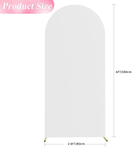 Wokceer 6FT Wedding Arch Cover Spandex Fitted Wedding Arch Stand Covers Round Top Chiara Arch Backdrop Cover for Birthday Party Ceremony Banquet Decoration White - 1