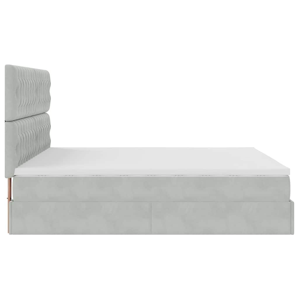 Ottoman-Bett mit Matratzen, Hellgrau 200x200 cm, Samt, Stauraum, Taschenfederkern, Schlafzimmer Möbel, Platform Bett