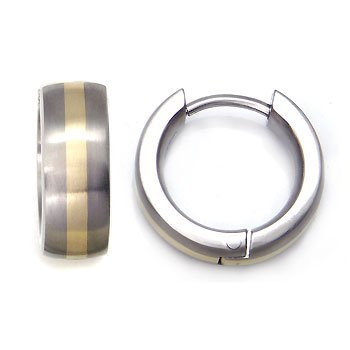 Titanium 14K Gold Inlay Huggie Hoop Earrings