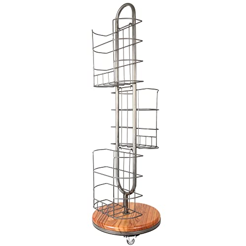 Akosier 3-Tier Bookshelf, 360° Rotating Bookshelf, Floor Standing Magazine Rack, Rustic Retro Metal Storage Rack For Bookstore, Library, Home, Office. #TOP1