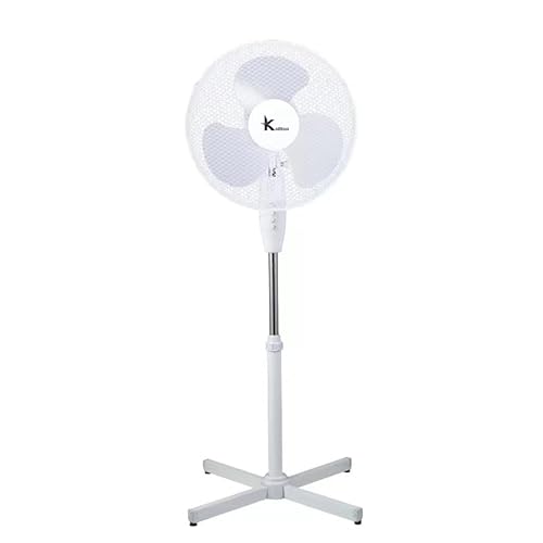 Karrma Ltd. Fan - 16 Inch Fan Pedestal Stand - 3 Speed Setting - Extra Wide Cross Base - Oscillating - Floor Fan With 140cm Adjustable Height, Ideal for Home, Office, Bedroom Etc - 45W - White