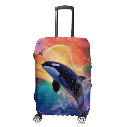 Dolrlasin Killer Whale Ocean Fish Travel Suitcase Protector Luggage Cover Protective Washable Anti-scratch Baggage Cover