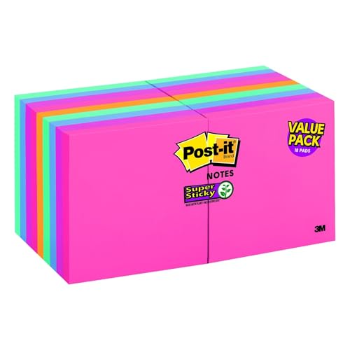 Notes super adhésives Post-it 7,6 x 7,6 cm bloc mémo repositionnable multicolore