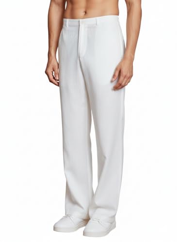 Image of Men's White Korean Cotton Pant | Baggy Pajama for Kurta | Loose Fit Pajama for Kurta |