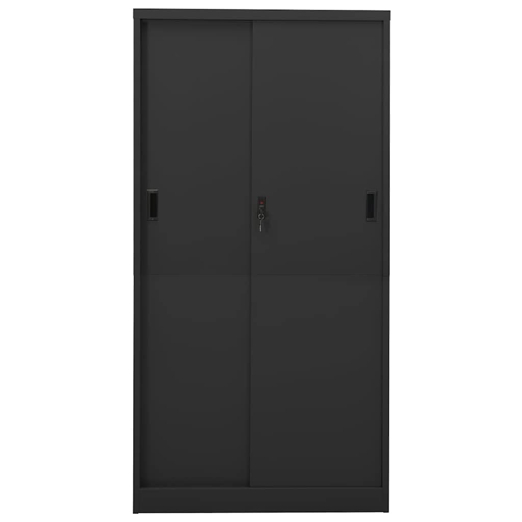 Armario de oficina con puerta corredera antracita 90 x 40 x 180 cm de acero con cerradura, espacio de almacenamiento versátil para oficina, sótano, garaje, cocina o dormitorio, estantes