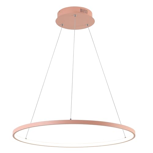 JONATHAN Y Brice 23.75" Round 1-Light Integrated LED Pendant, Matte Pink