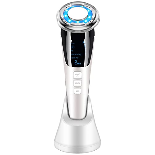 Appareil de beauté à ultrasons pour le visage - Appareil de massage des rides - Appareil de beauté à ultrasons avec photon EMS ION - Traitement chaud/froid...