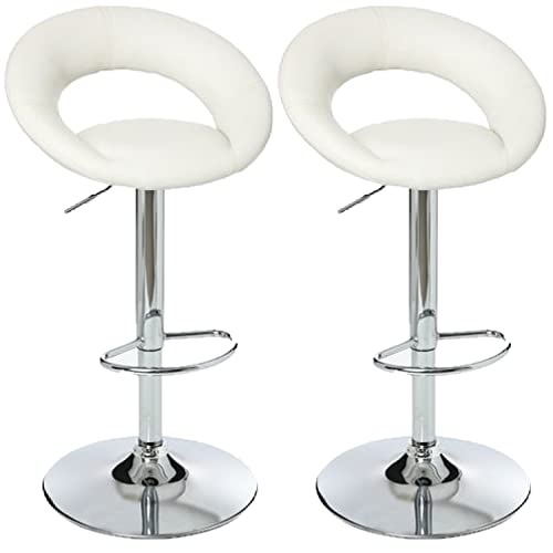 Toilinux.com Lot de 2 tabourets de Bar Sasha Similicuir - Blanc