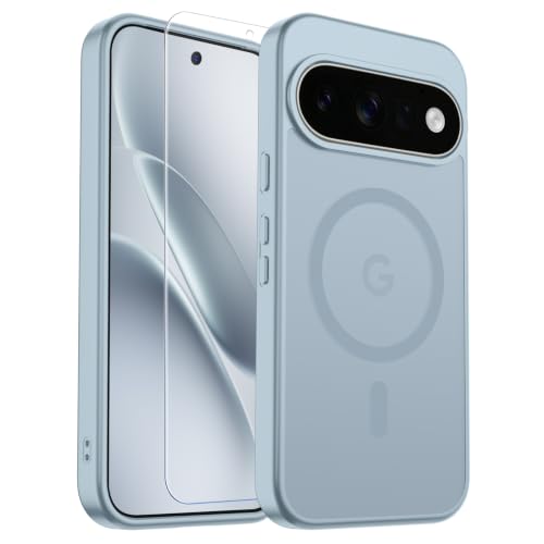 Image of SUPFINE Magnetic for Google Pixel 11 Pro Case - Sliver Blue | With Screen Protector,Translucent Matte,Built-in Magnets,Military Grade Drop Protection,Shockproof Phone Cover