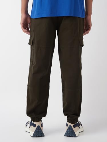 Image of Bewakoof Men's Solid Oversized Fit Twill Joggers