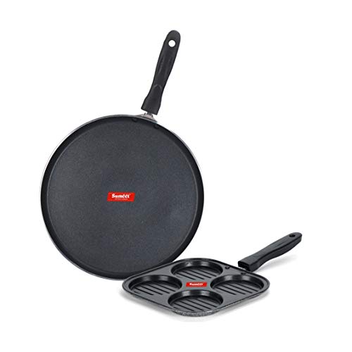 Image of Sumeet NonStick Hopea Cookware Set (Dosa Tawa - 26.5Cm Dia + Mini Multi Snack Maker - 4 Cavity -19.5cm)